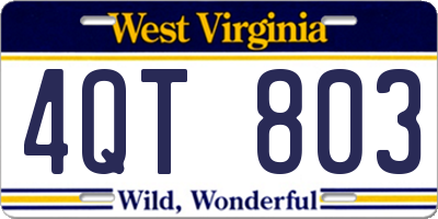 WV license plate 4QT803
