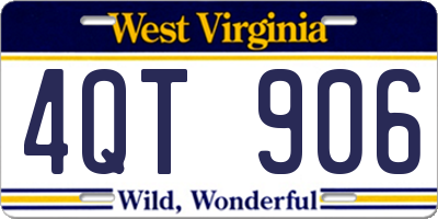 WV license plate 4QT906