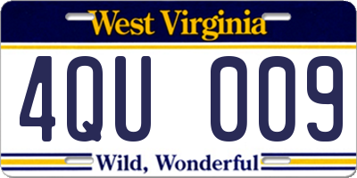 WV license plate 4QU009