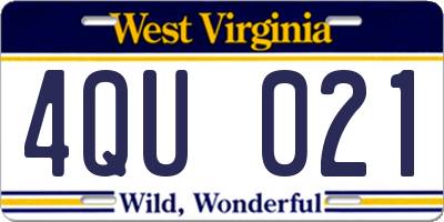 WV license plate 4QU021