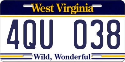 WV license plate 4QU038