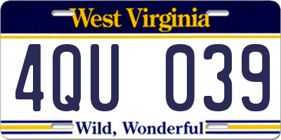 WV license plate 4QU039