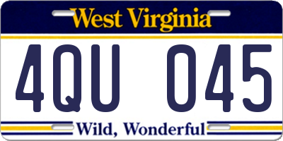 WV license plate 4QU045