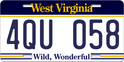 WV license plate 4QU058