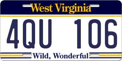 WV license plate 4QU106