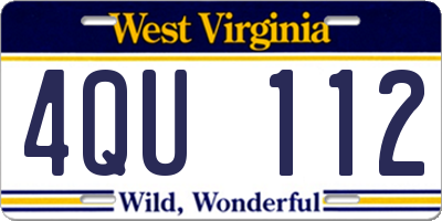 WV license plate 4QU112
