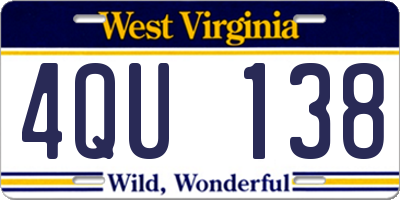 WV license plate 4QU138