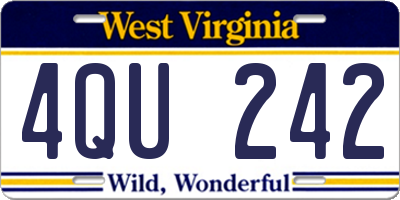 WV license plate 4QU242