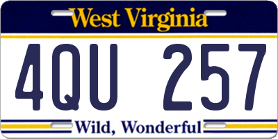 WV license plate 4QU257