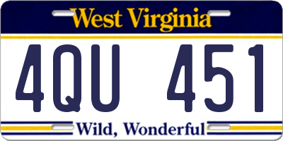 WV license plate 4QU451