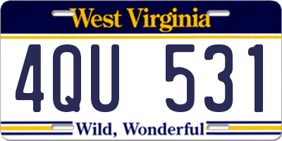 WV license plate 4QU531