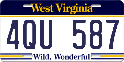 WV license plate 4QU587