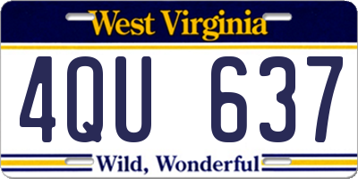 WV license plate 4QU637