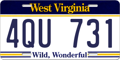 WV license plate 4QU731