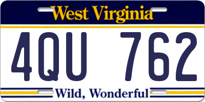 WV license plate 4QU762