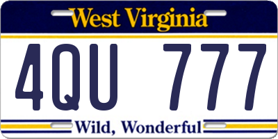 WV license plate 4QU777