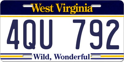 WV license plate 4QU792
