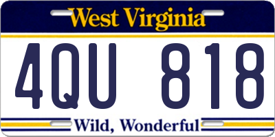 WV license plate 4QU818