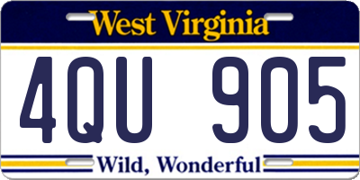 WV license plate 4QU905