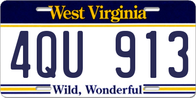 WV license plate 4QU913