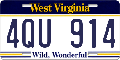 WV license plate 4QU914