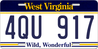 WV license plate 4QU917