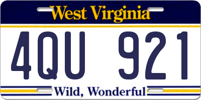 WV license plate 4QU921
