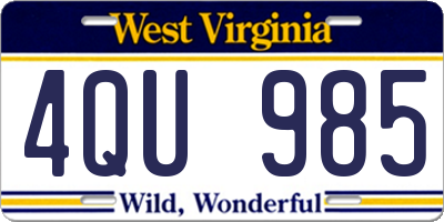 WV license plate 4QU985