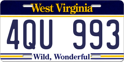 WV license plate 4QU993