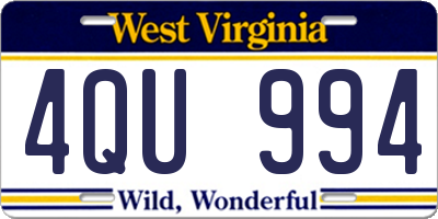 WV license plate 4QU994