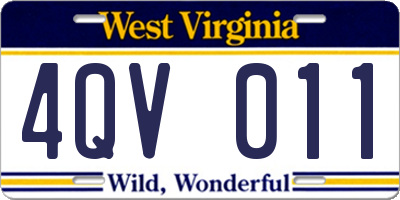 WV license plate 4QV011