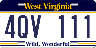 WV license plate 4QV111