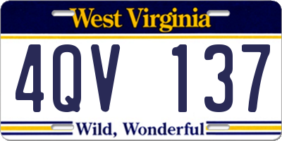 WV license plate 4QV137