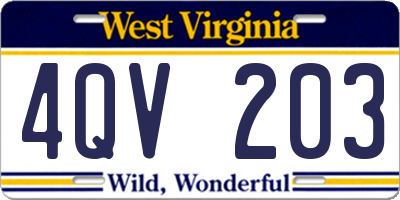 WV license plate 4QV203