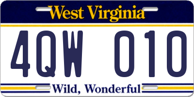 WV license plate 4QW010