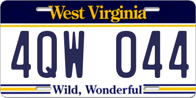 WV license plate 4QW044