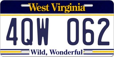 WV license plate 4QW062