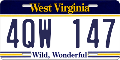 WV license plate 4QW147