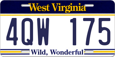 WV license plate 4QW175