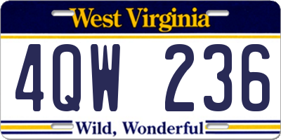 WV license plate 4QW236