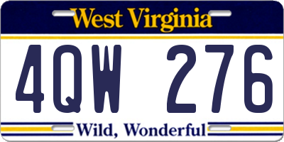 WV license plate 4QW276