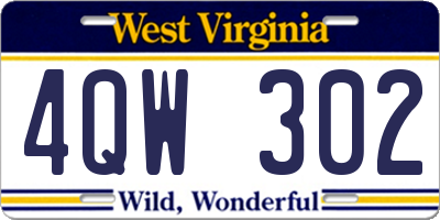 WV license plate 4QW302