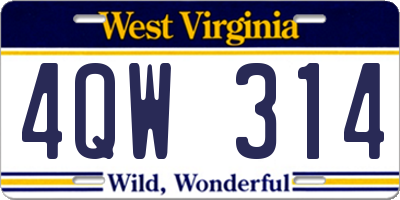 WV license plate 4QW314