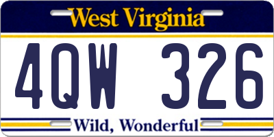 WV license plate 4QW326