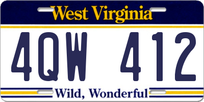 WV license plate 4QW412