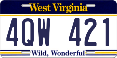 WV license plate 4QW421