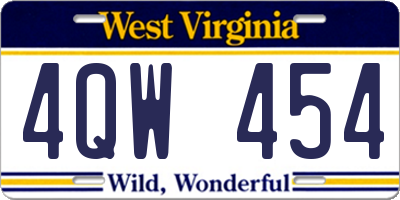 WV license plate 4QW454