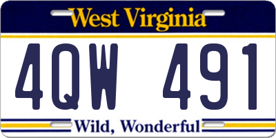 WV license plate 4QW491