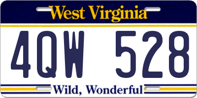 WV license plate 4QW528