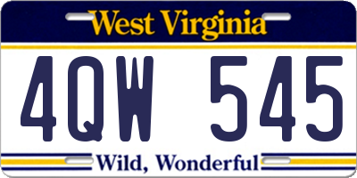WV license plate 4QW545